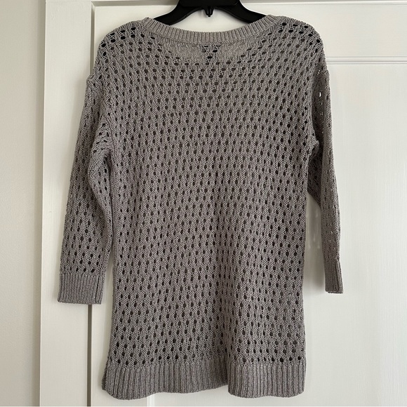 Ann Taylor Gray Shimmer Crochet Sweater - Picture 5 of 7